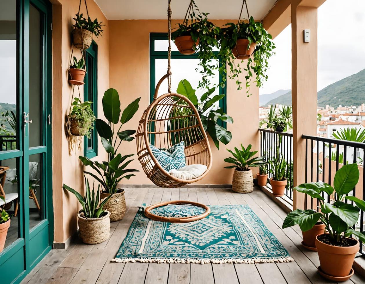 μπαλκόνι boho αισθητικής